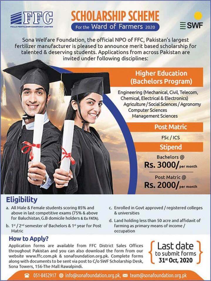 FFC Sona Welfare Scholarship 2023 Apply Online for Undergraduate and Inter