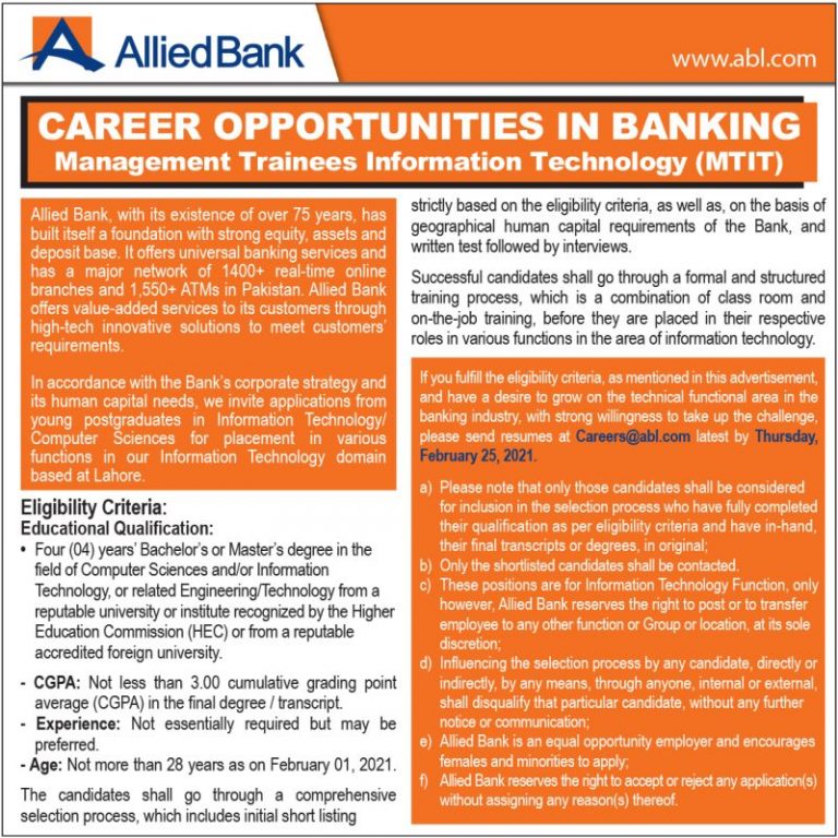Allied Bank Jobs 2024 Apply Online Test Results Merit List
