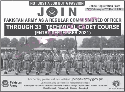 Join Pakistan Army 2021