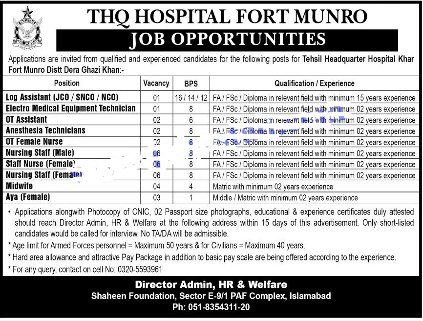 THQ Fort Munro Paramedics Jobs 2021