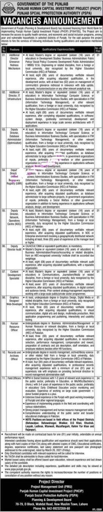 PSPA Punjab Social Protection Authority Jobs 2021 Application Form Download