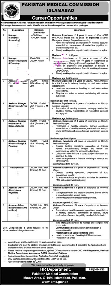 Pakistan Medical Commission Jobs 2021