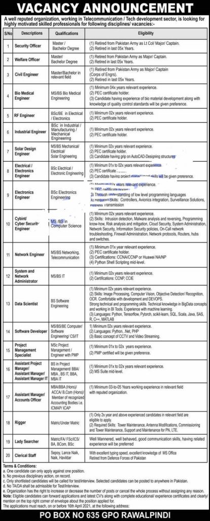Rawalpindi Atomic Jobs 2021 Application Form Download