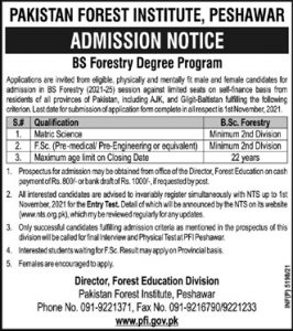 pakistan forest institute peshawar admission 14 10 21