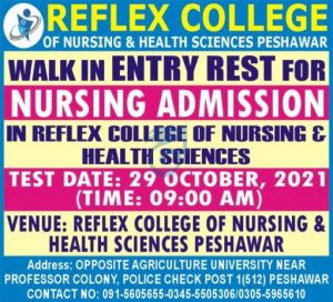 reflex college of nursing health sciences peshawar admission 24 10 21