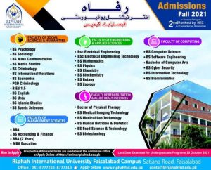 riphah international university faisalabad admission 6 10 21
