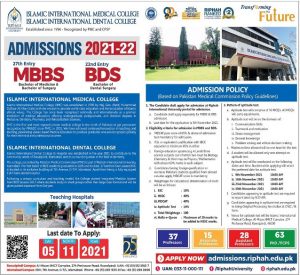 islamic international medical college rawalpindi admission 17 10 21