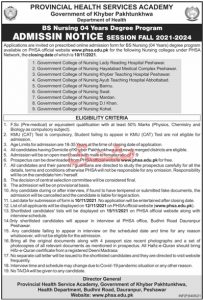 provincial health services academy peshawar admission 24 10 21 2