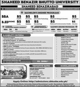 shaheed benazir bhutto university nawabshah admission 9 10 21