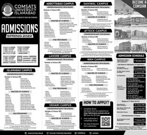 comsats2 university islamabad admission 7 11 21