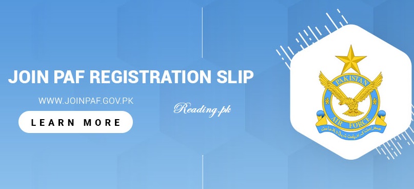 Join PAF Registration Slip 2024 Download | joinpaf.gov.pk