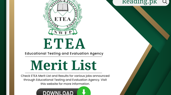 ETEA Merit List 2024 and Results Download | www.etea.edu.pk
