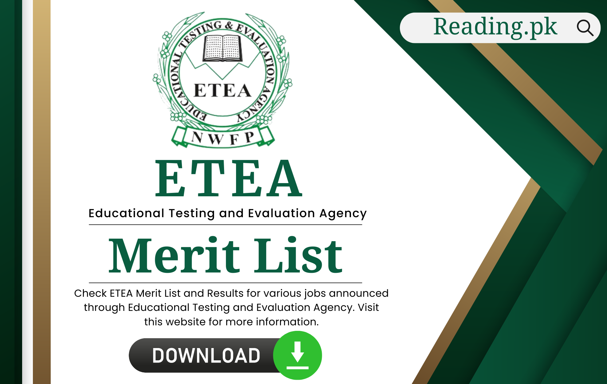 ETEA Merit List 2023 and Results Download | www.etea.edu.pk