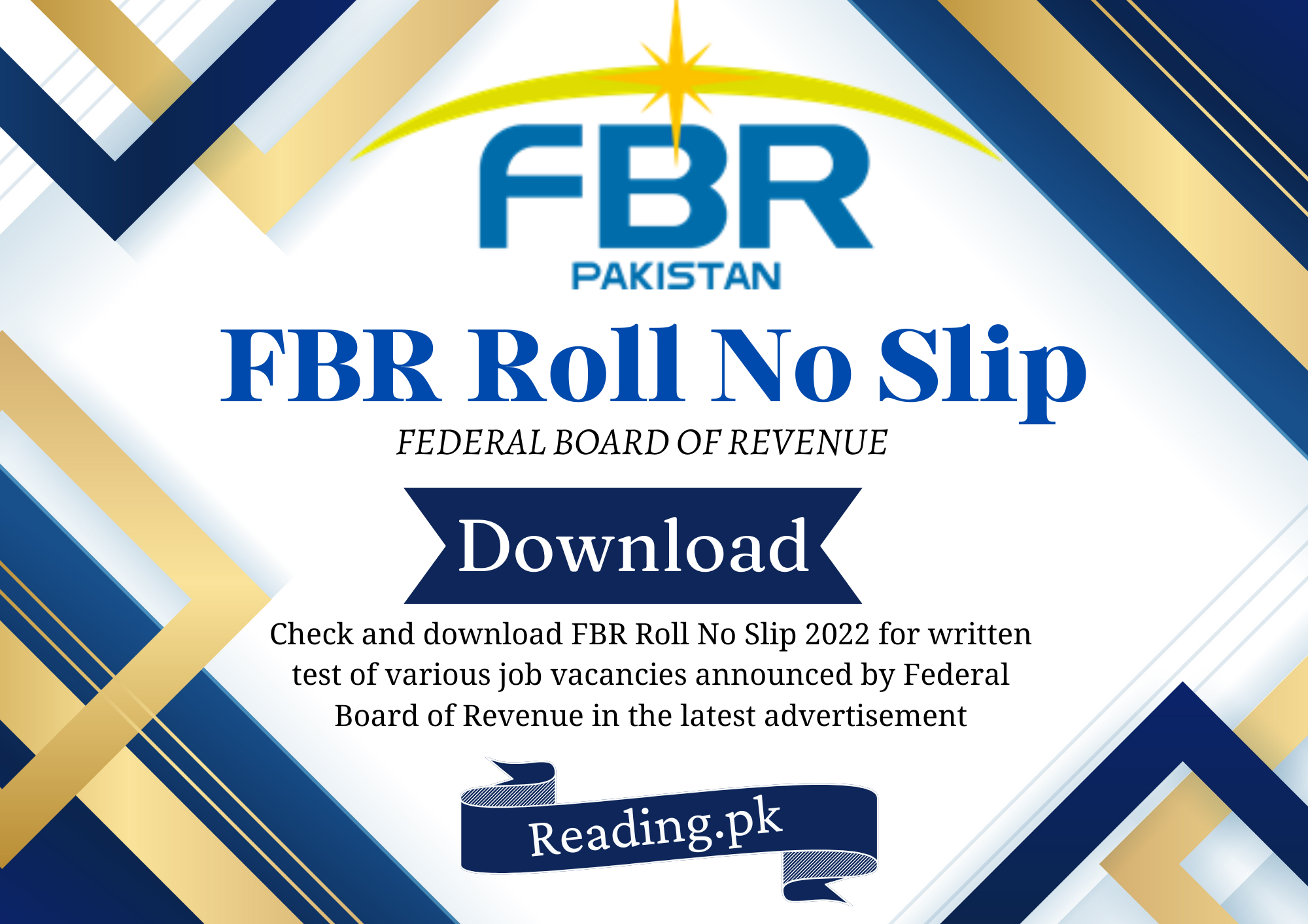 FBR Roll No Slip 2024 Download | Federal Board of Revenue