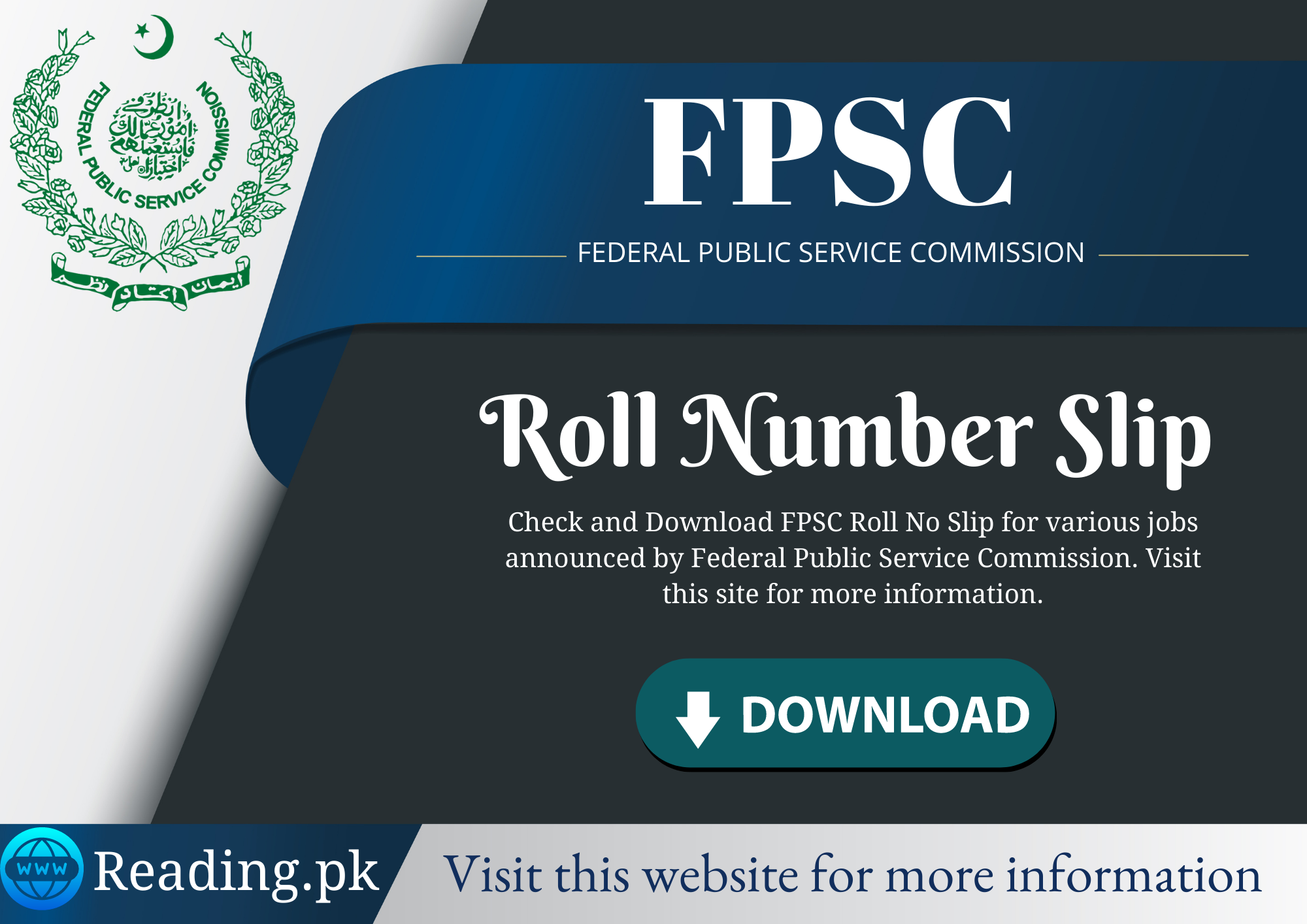 FPSC Roll No Slip 2023 Download by CNIC | www.fpsc.gov.pk