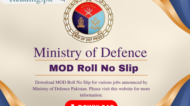 MOD Roll No Slip 2023 Written Test Date Ministry of Defence