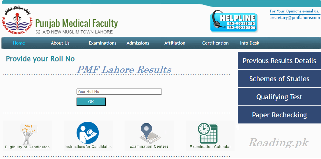 PMF Result 2023 Check Online | Punjab Medical Faculty Lahore