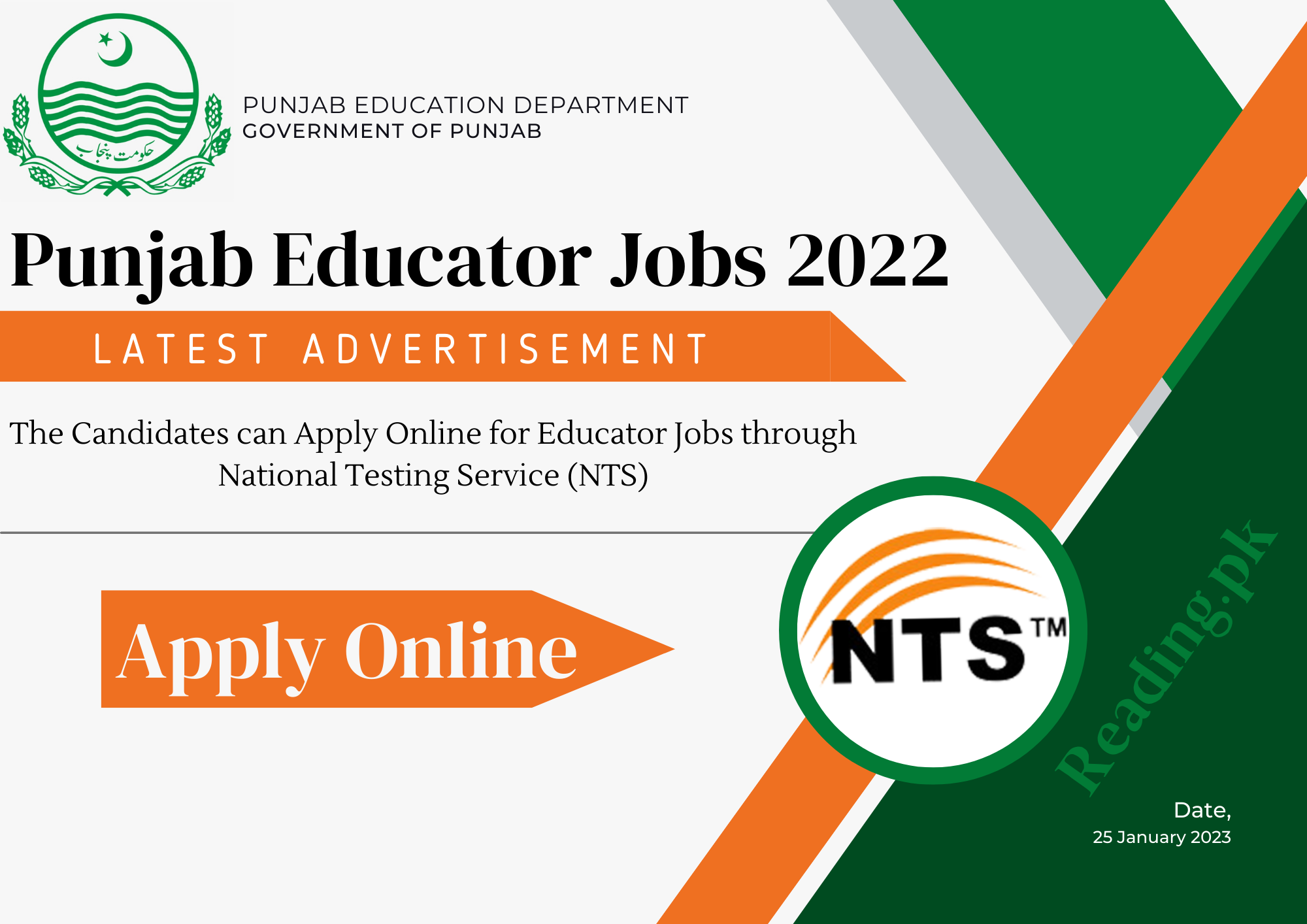 Punjab Educators NTS Jobs 2023 New Advertisement | Apply Now