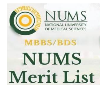 NUMS Merit List 2024-24 MBBS BDS