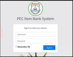 PEC Item Bank System Login 2024